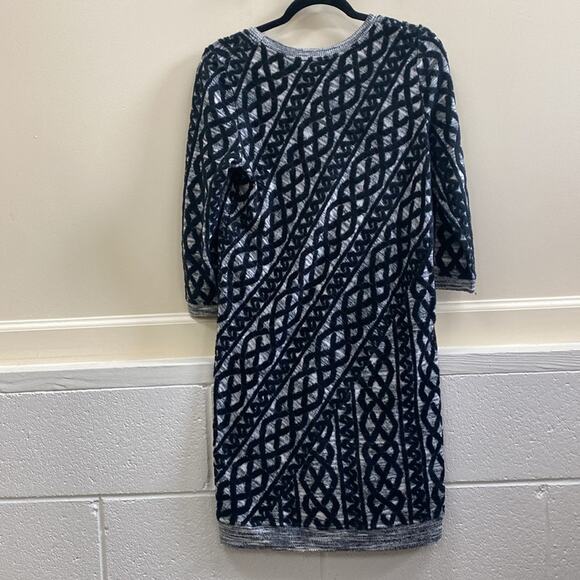 Moth Anthropologie midi small black and white diamond print cotton blend dress - Picture 6 of 7